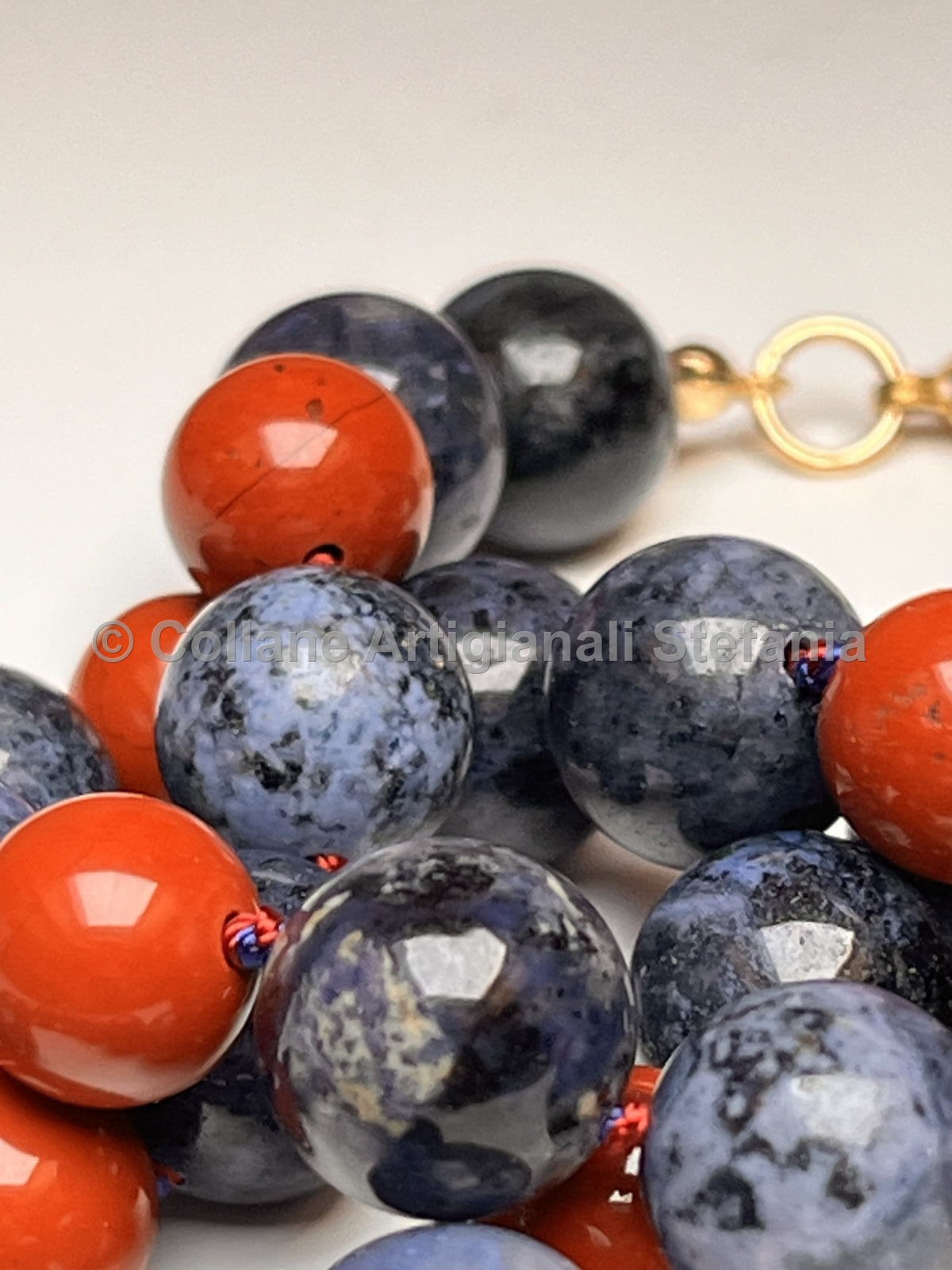 Collana Diaspro rosso e Diaspro blu, 52 cm
