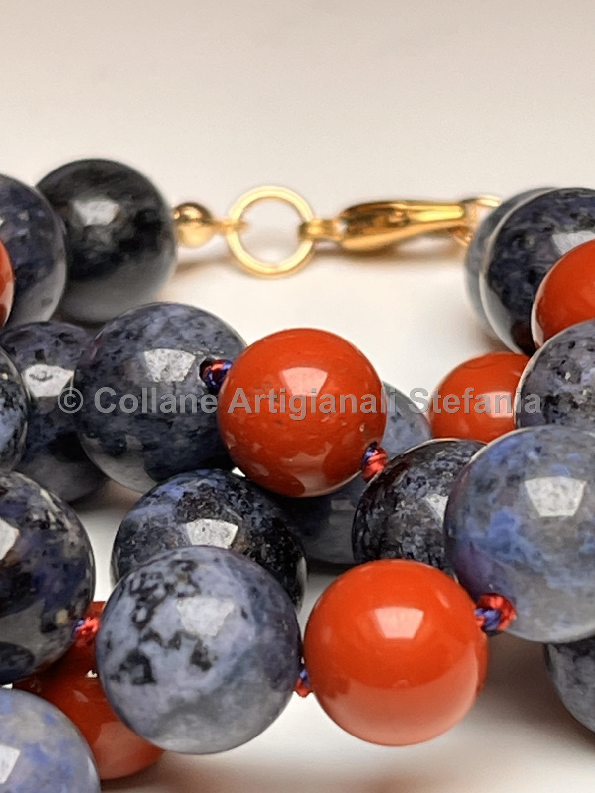 Collana Diaspro rosso e Diaspro blu, 52 cm