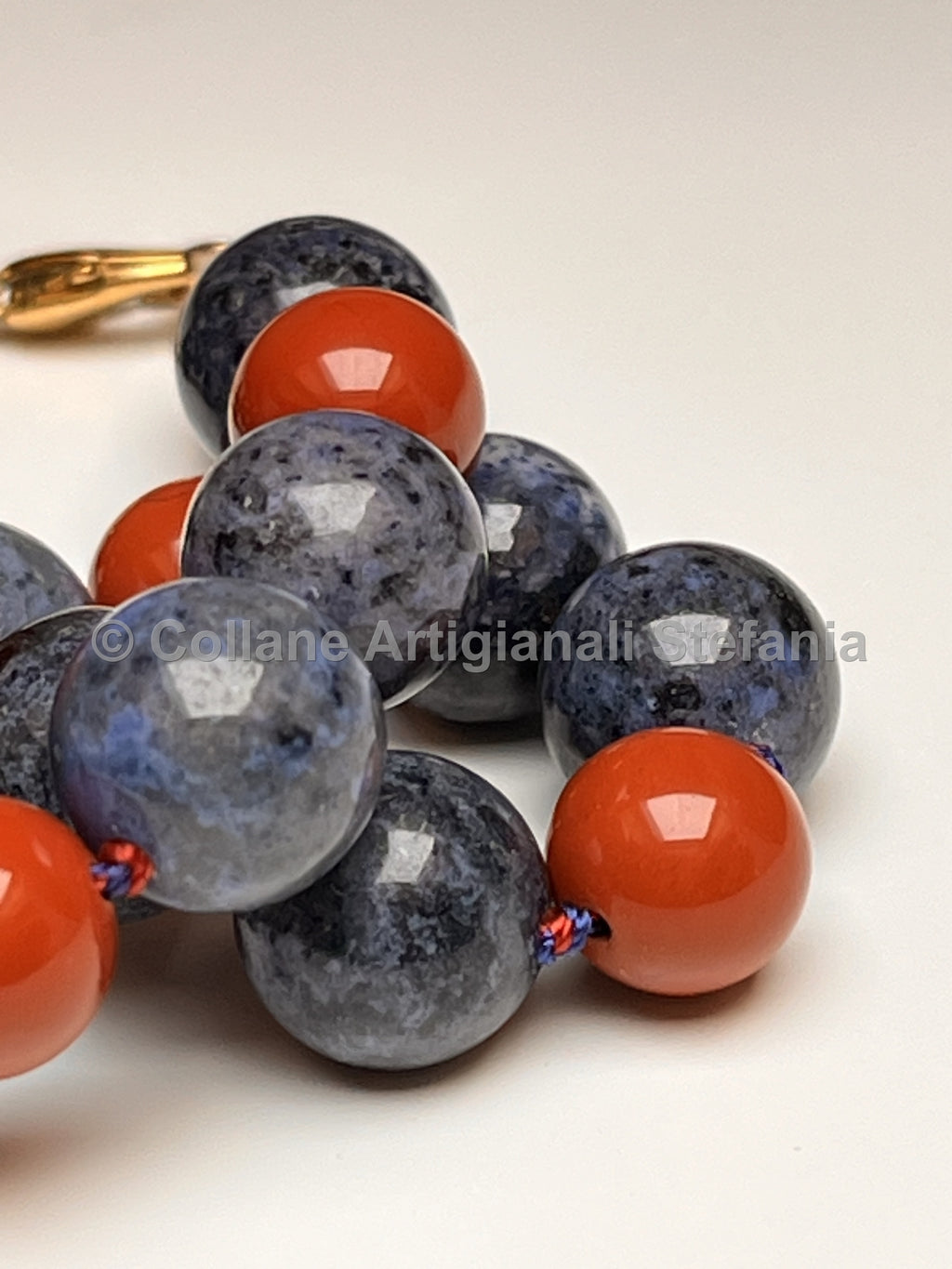 Collana Diaspro rosso e Diaspro blu, 52 cm