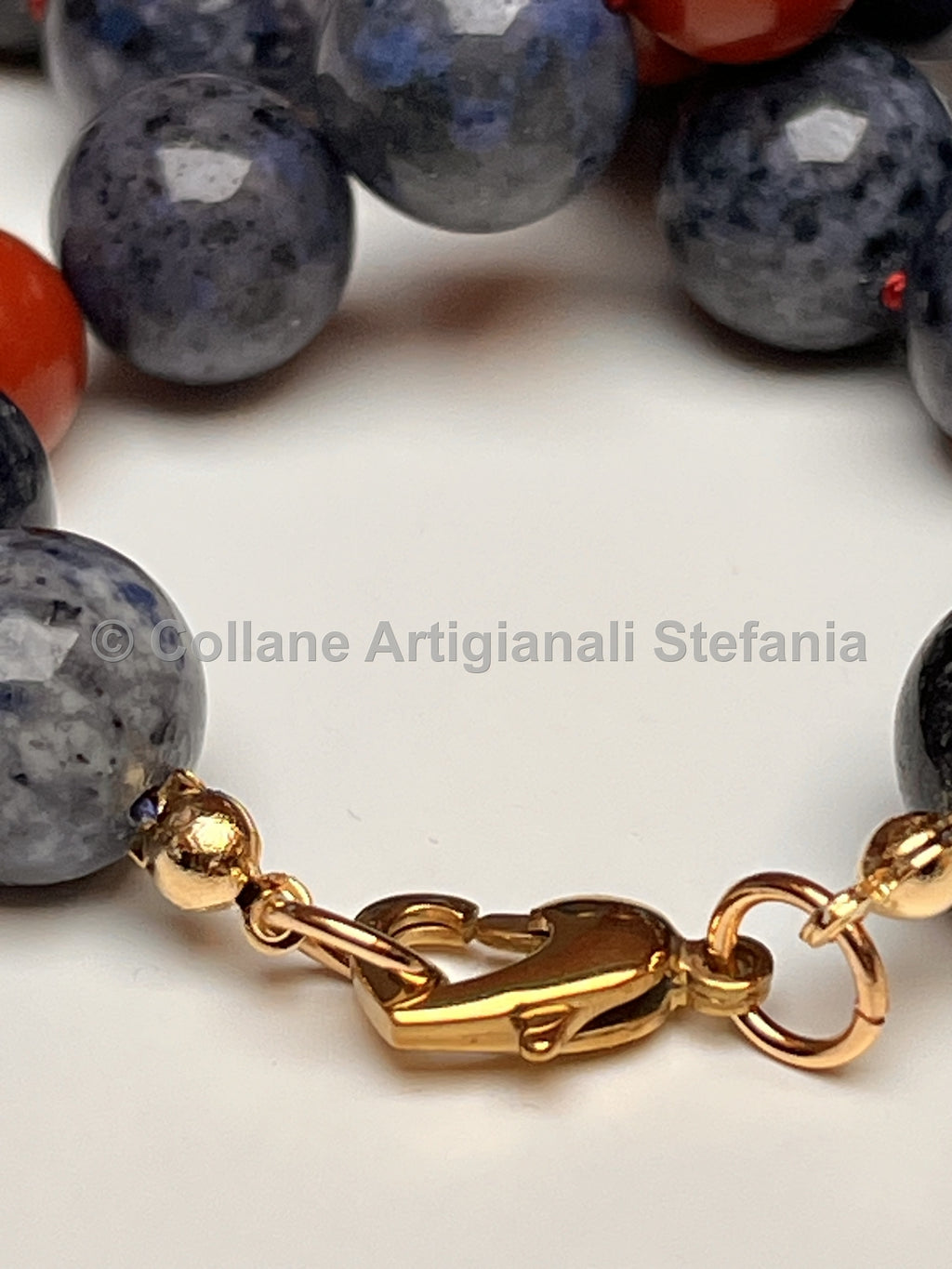 Collana Diaspro rosso e Diaspro blu, 52 cm
