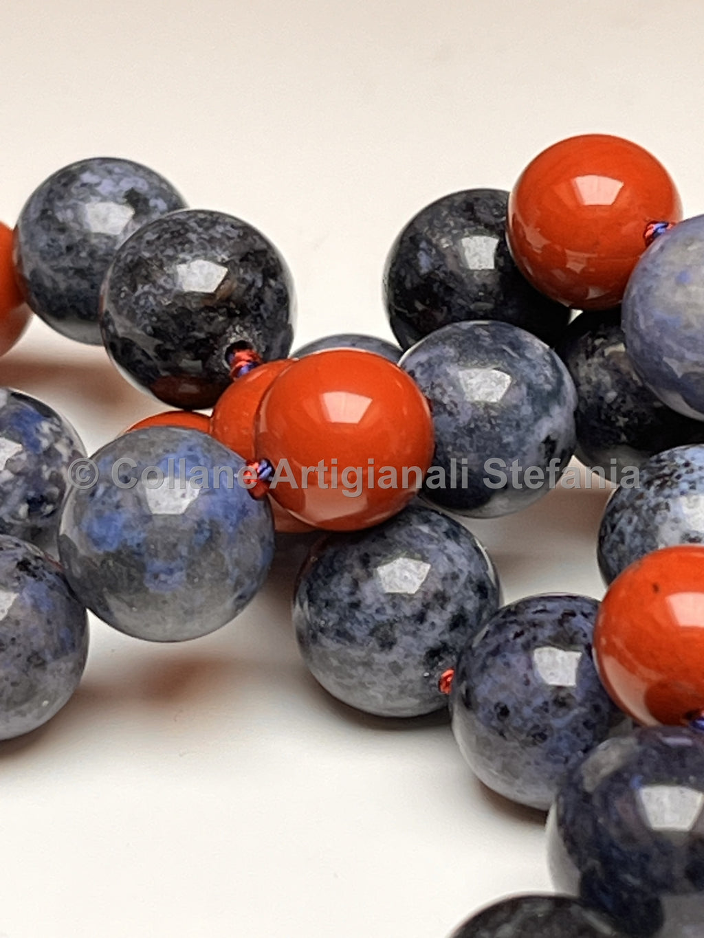 Collana Diaspro rosso e Diaspro blu, 52 cm