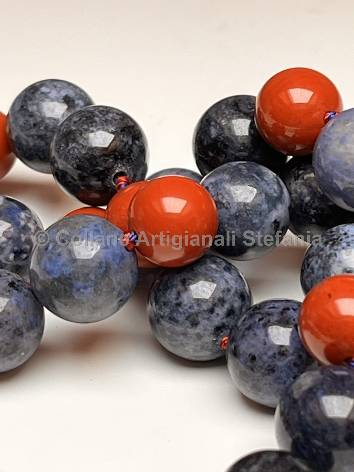 Collana Diaspro rosso e Diaspro blu, 52 cm