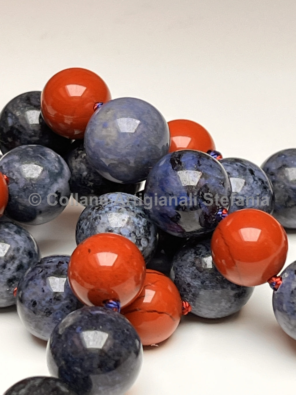 Collana Diaspro rosso e Diaspro blu, 52 cm