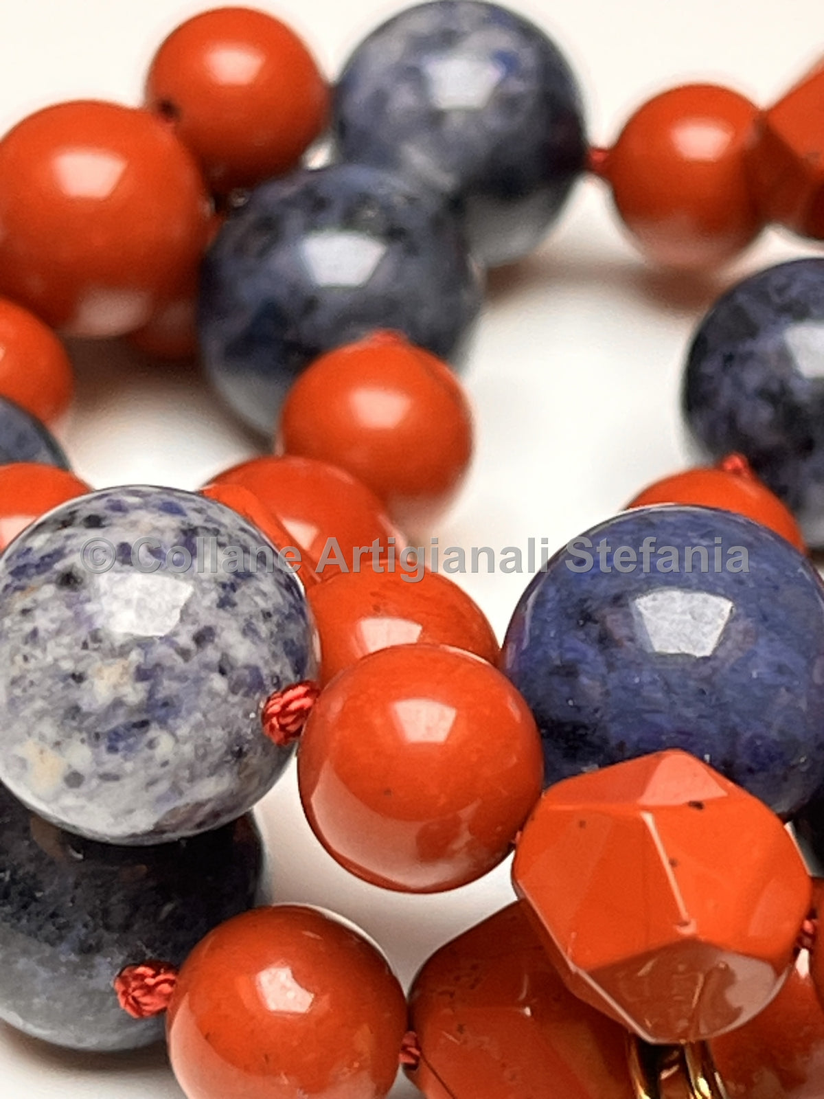 Collana Diaspro rosso e Diaspro blu, regolabile e indossabile in due modi