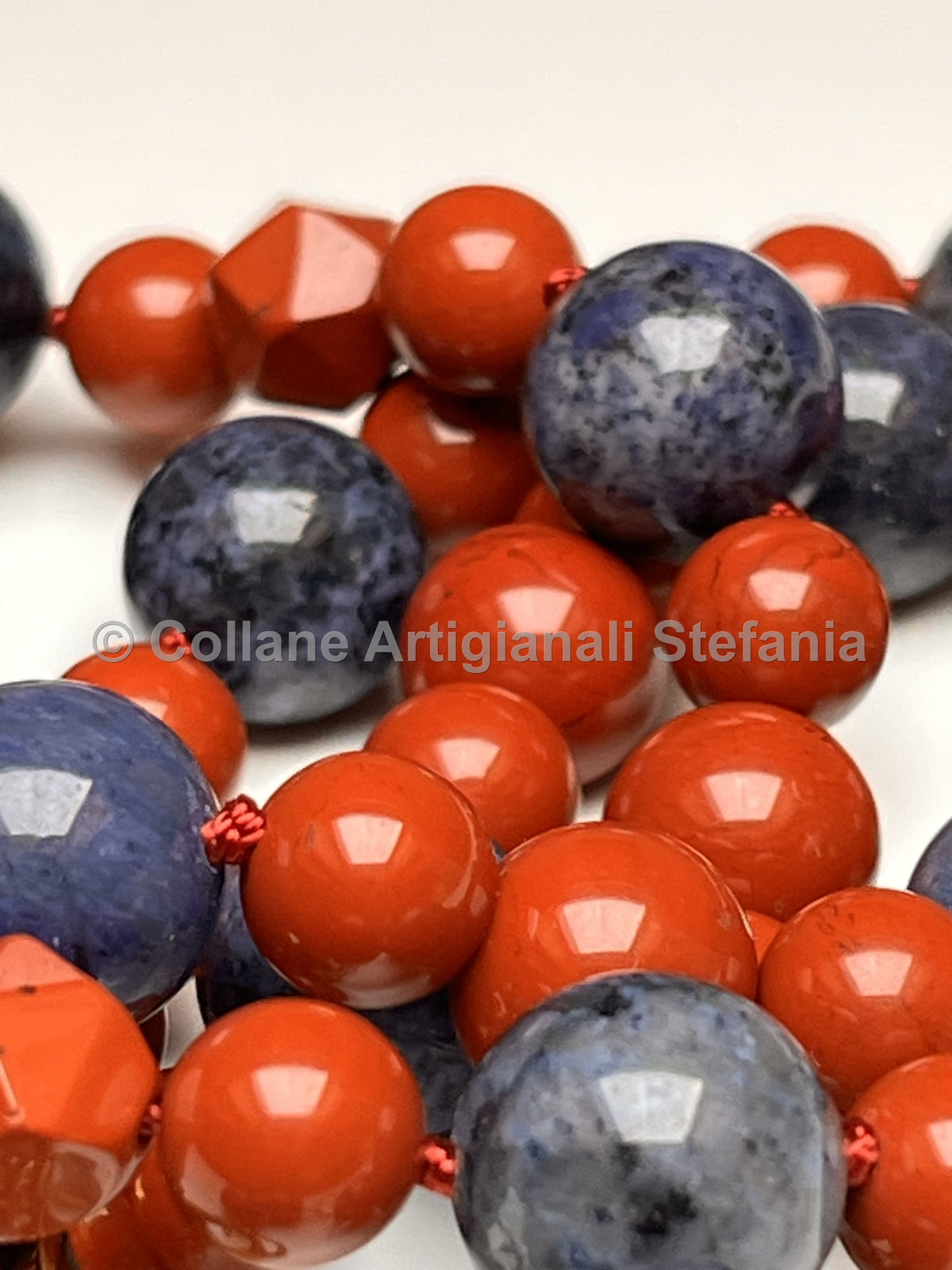 Collana Diaspro rosso e Diaspro blu, regolabile e indossabile in due modi