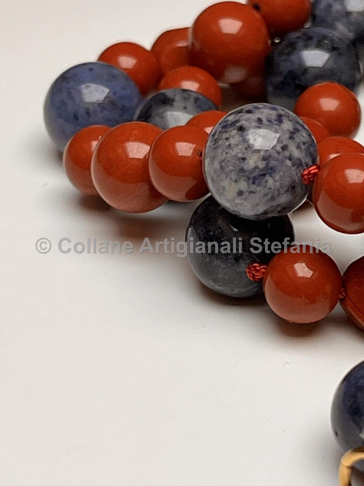 Collana Diaspro rosso e Diaspro blu, regolabile e indossabile in due modi