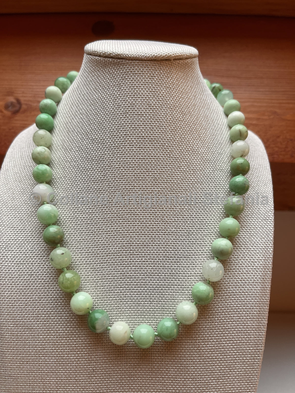 Collana artigianale in crisoprasio di eccellente qualità