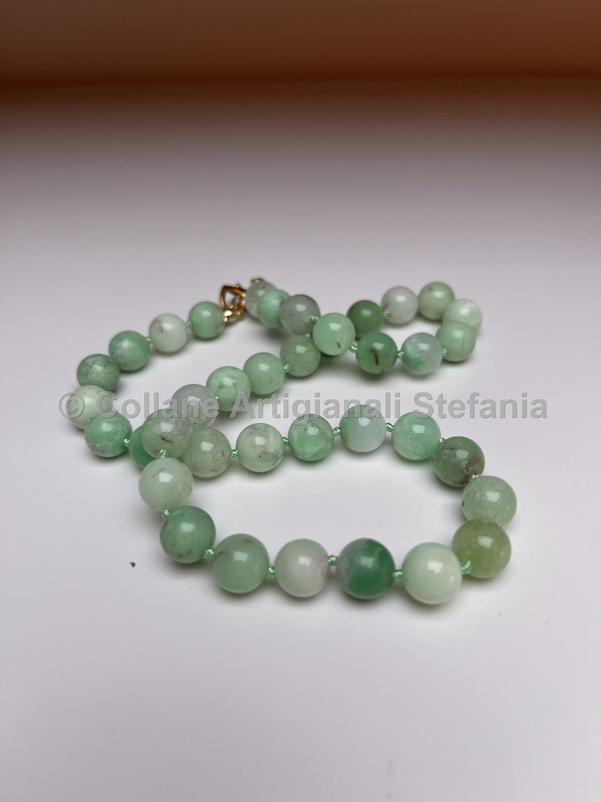 Collana artigianale in crisoprasio di eccellente qualità