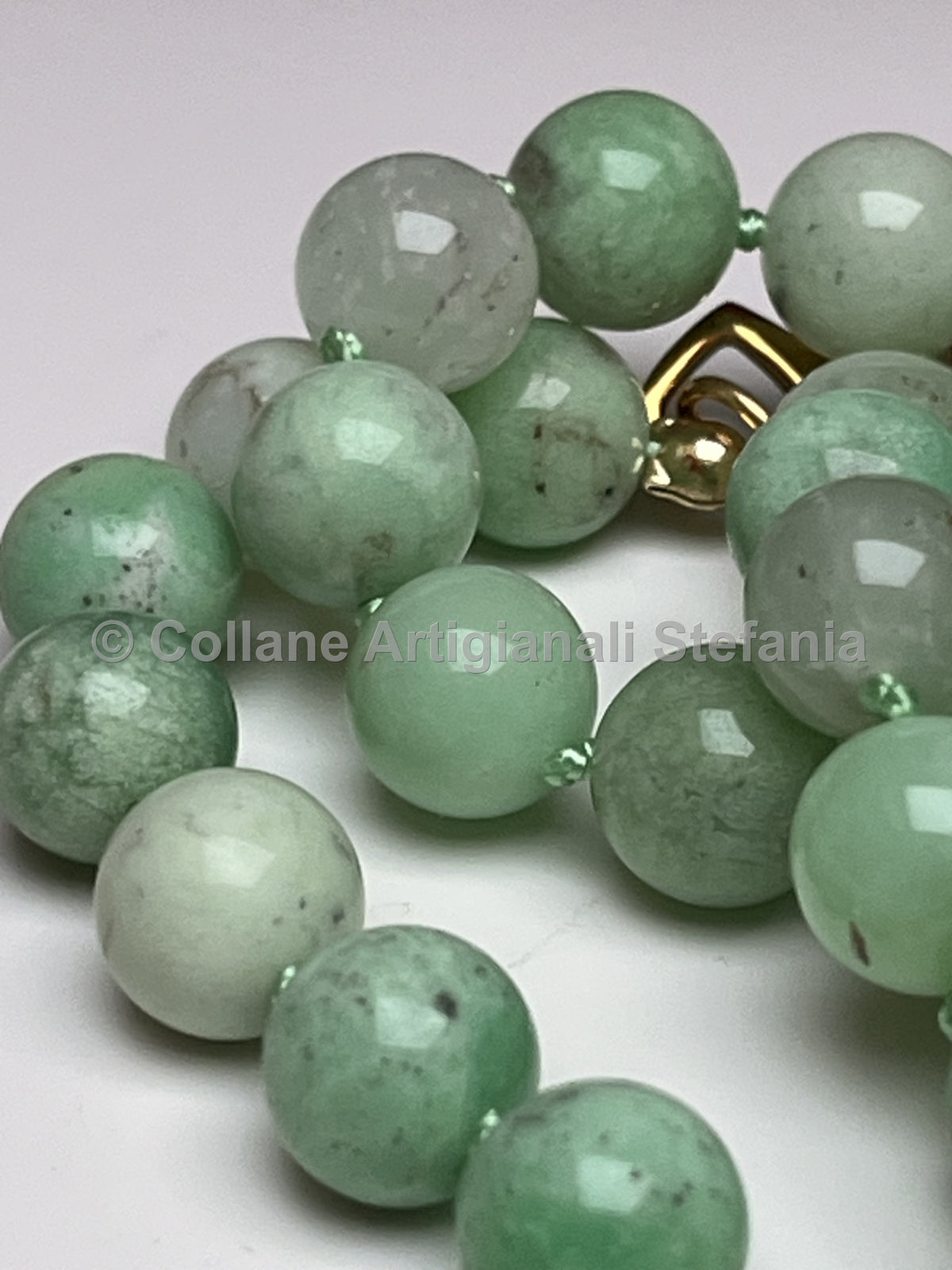 Collana artigianale in crisoprasio di eccellente qualità
