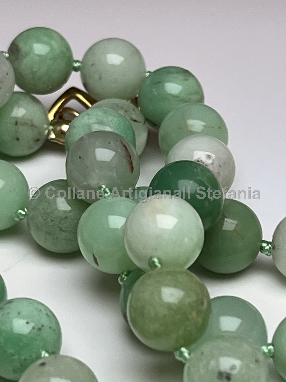Collana artigianale in crisoprasio di eccellente qualità