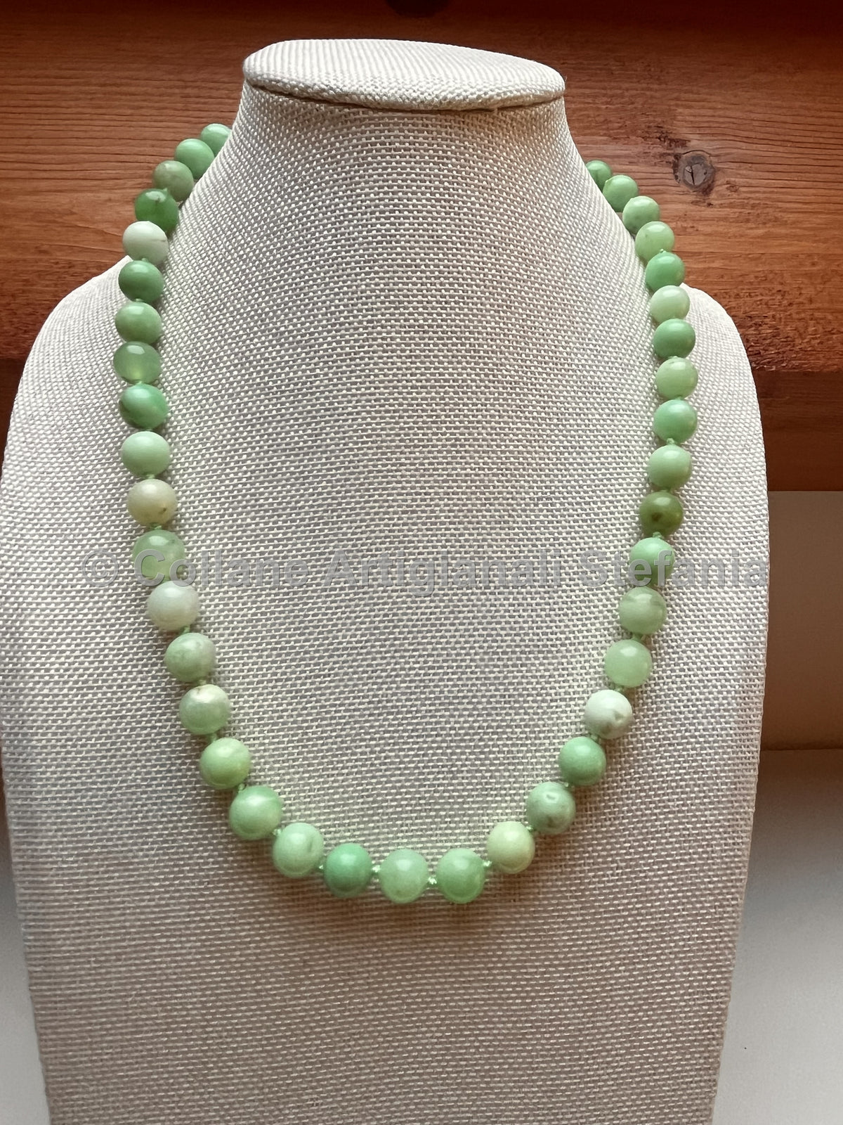 Collana artigianale in crisoprasio da 8mm di eccellente qualità