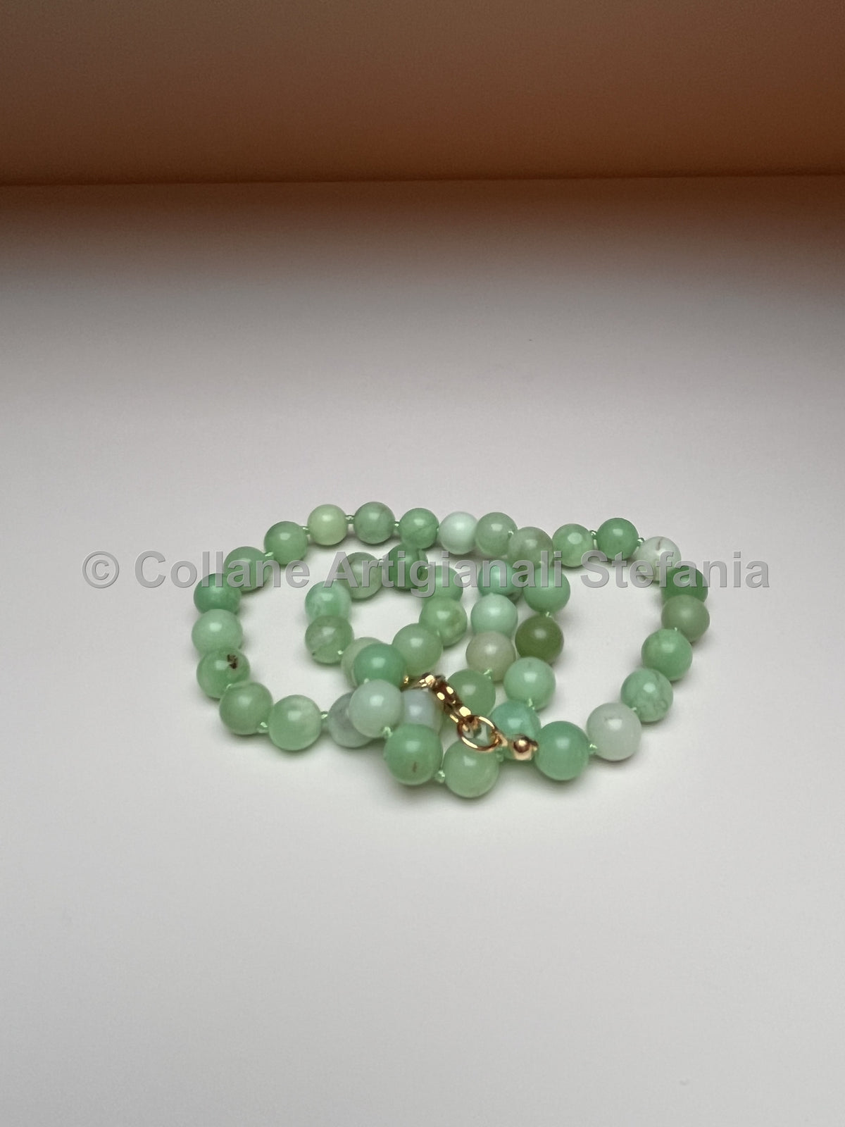 Collana artigianale in crisoprasio da 8mm di eccellente qualità