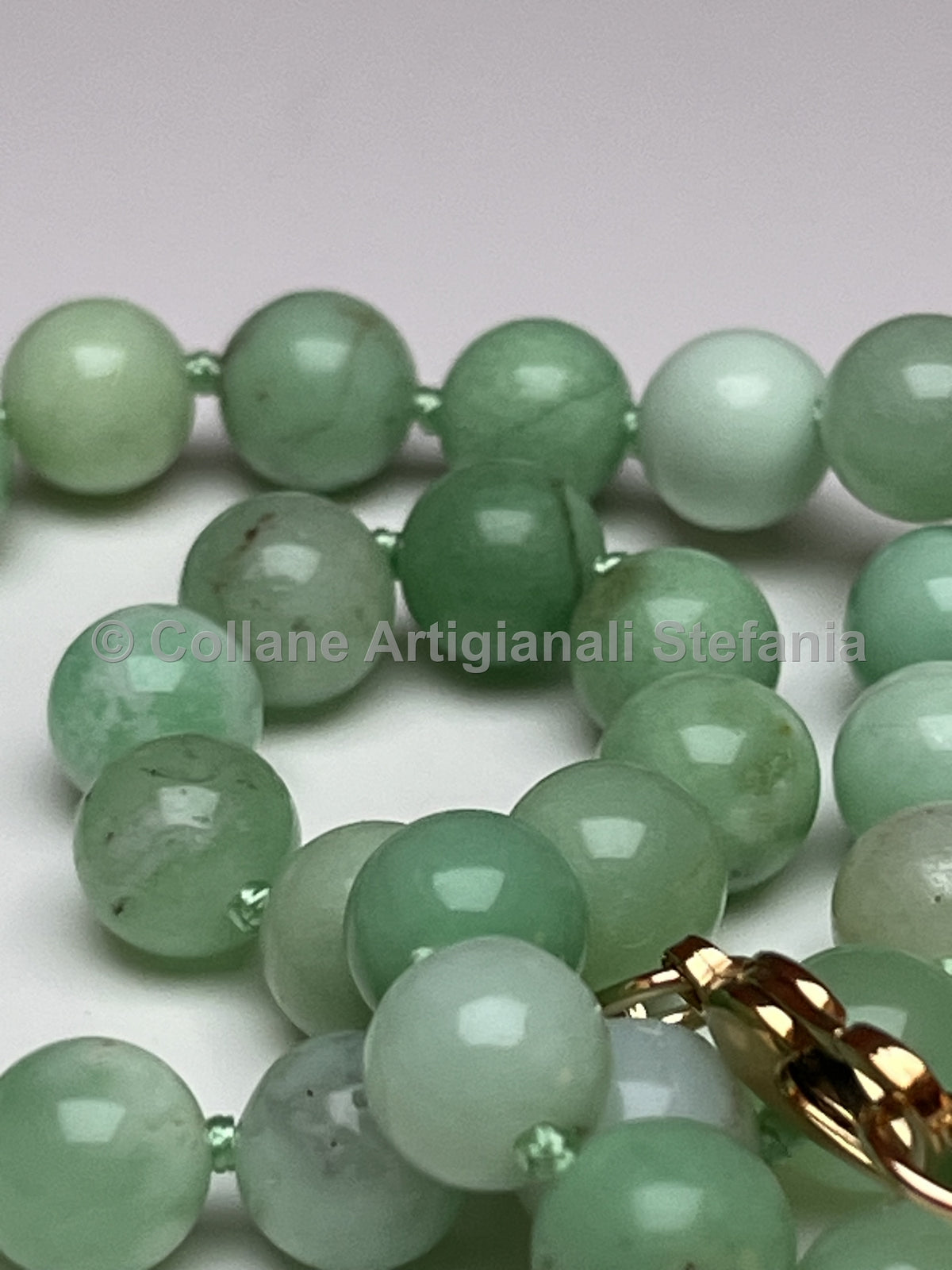Collana artigianale in crisoprasio da 8mm di eccellente qualità