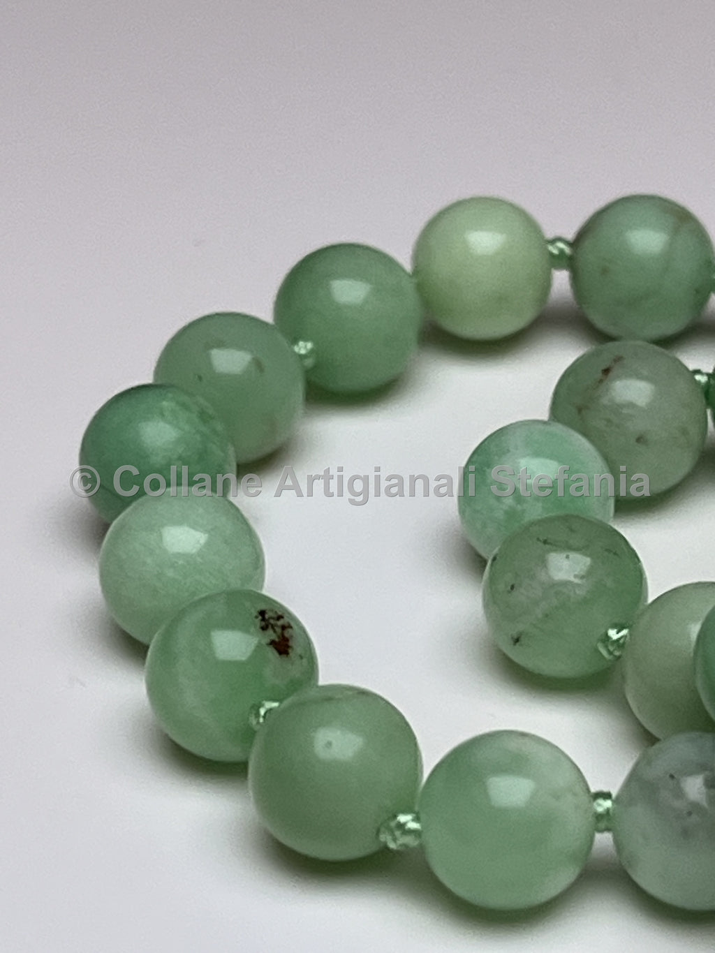 Collana artigianale in crisoprasio da 8mm di eccellente qualità