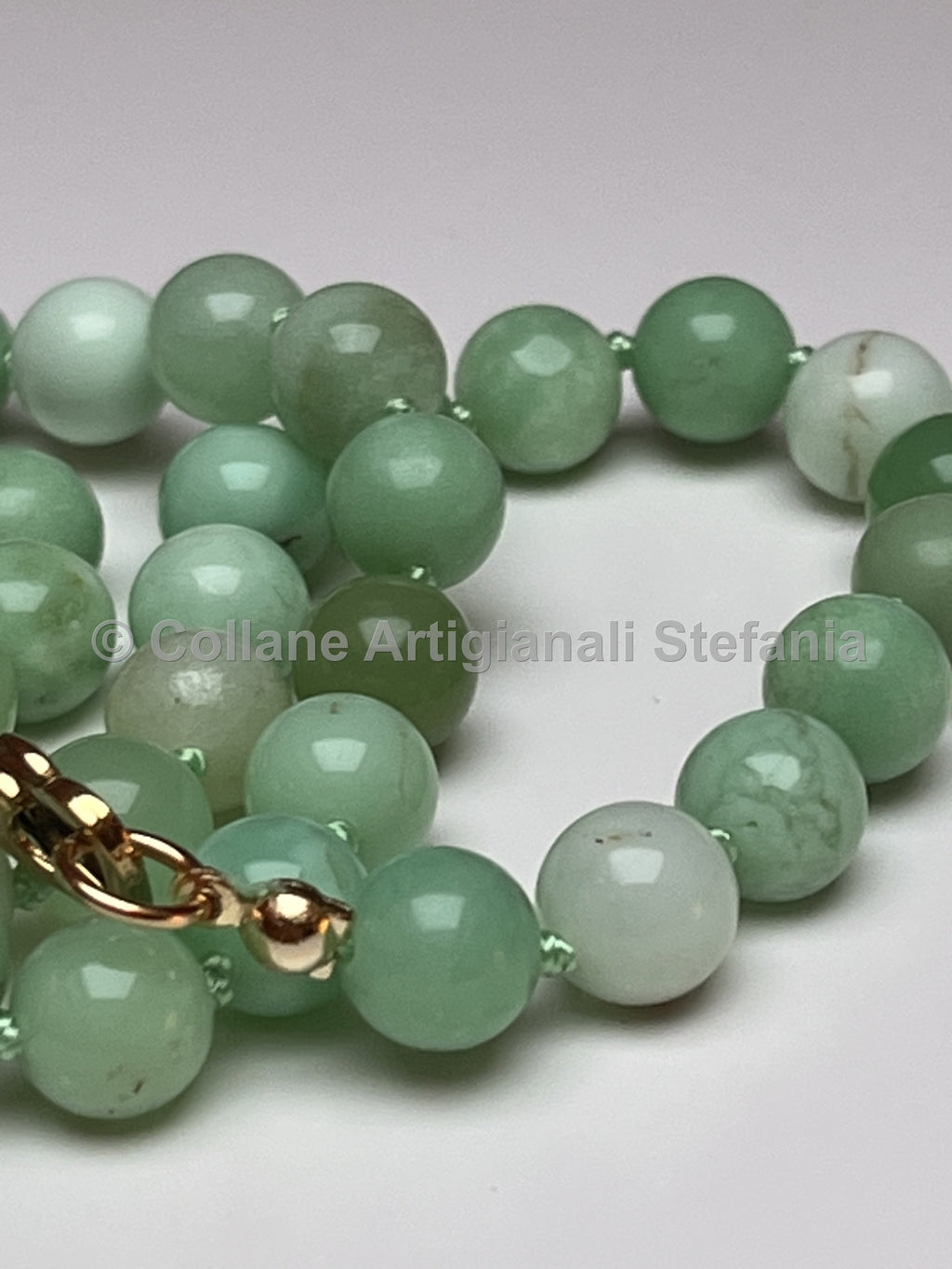 Collana artigianale in crisoprasio da 8mm di eccellente qualità