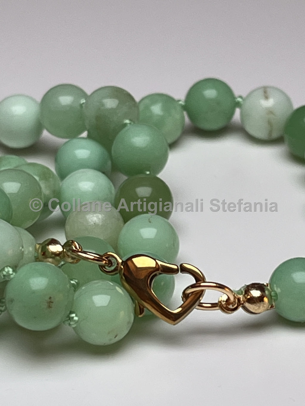 Collana artigianale in crisoprasio da 8mm di eccellente qualità