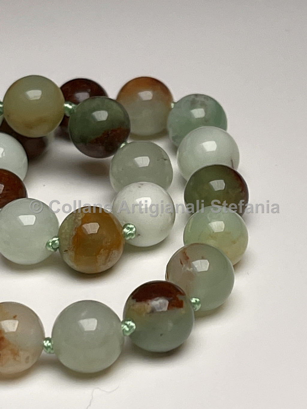 Collana artigianale in crisoprasio di ottima qualità, perle da 8 mm