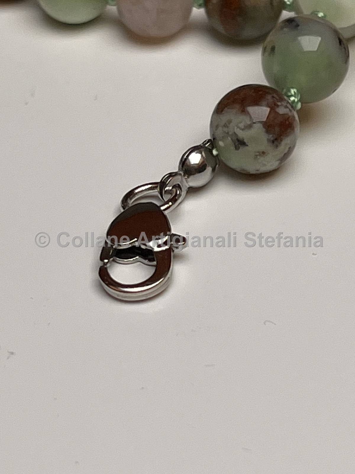 Collana artigianale in crisoprasio di ottima qualità, perle da 8 mm