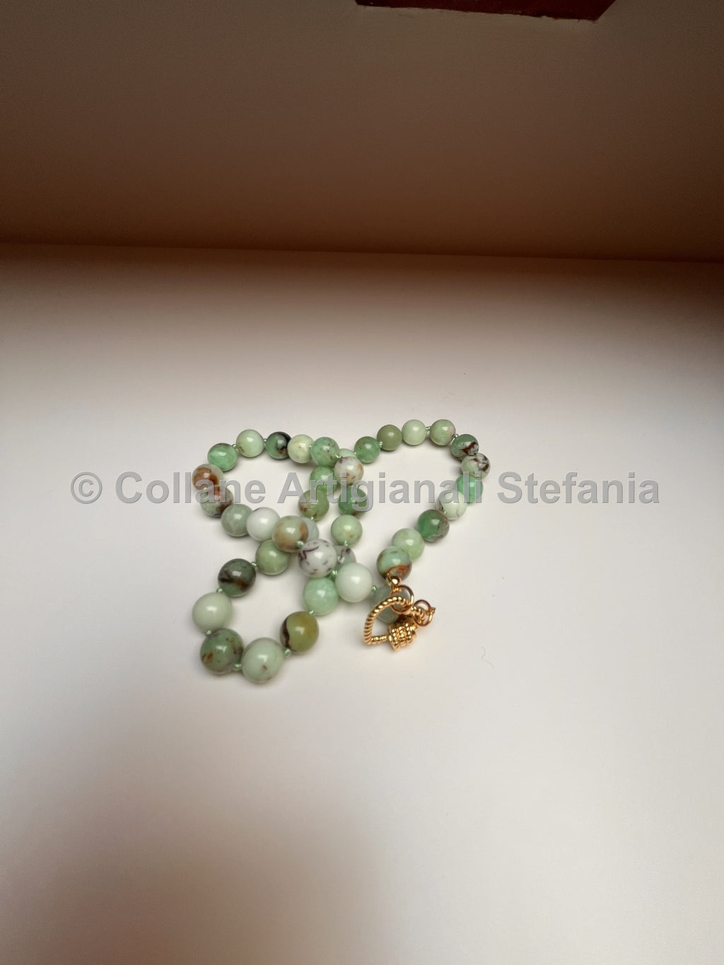 Collana artigianale in crisoprasio di ottima qualità, perle da 10 mm