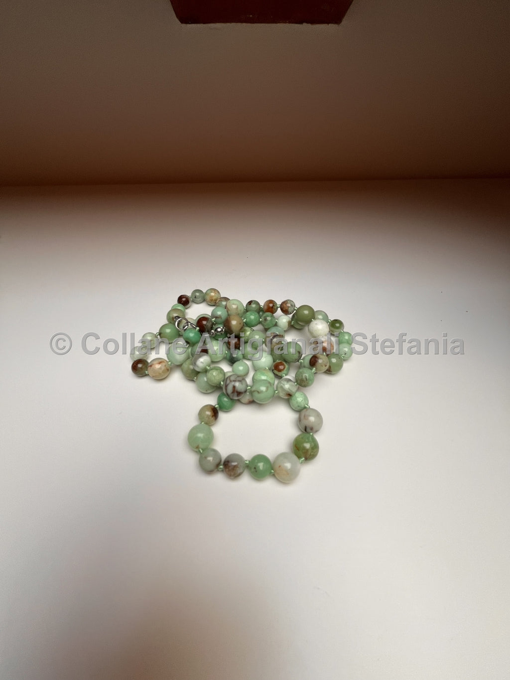 Collana artigianale in crisoprasio di ottima qualità, perle da 8 e 10 mm