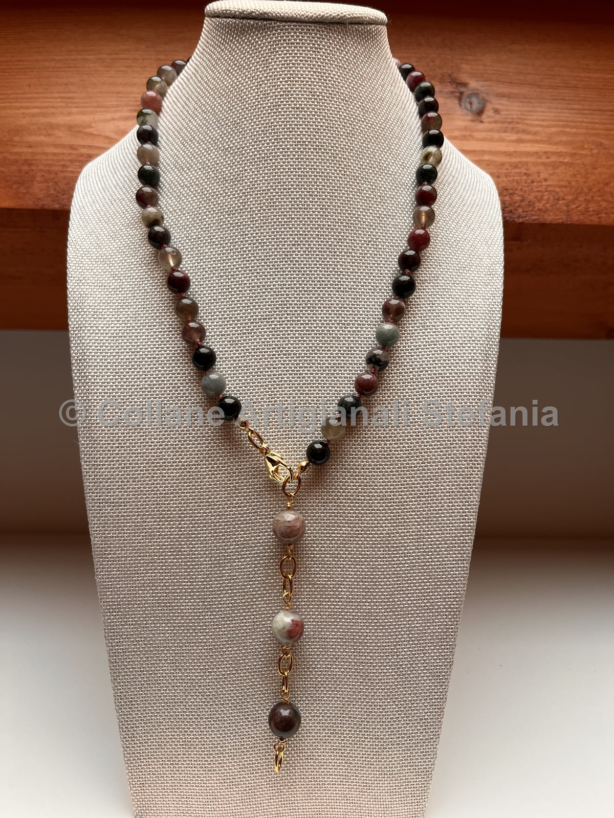 Collana di Tormalina multicolore di alta qualità,  lunghezza variabile 46–54 cm