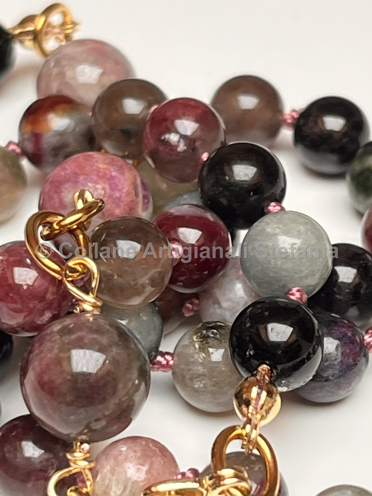 Collana di Tormalina multicolore di alta qualità,  lunghezza variabile 46–54 cm