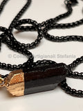 Collana con tormalina nera grezza e catenella da 60 cm