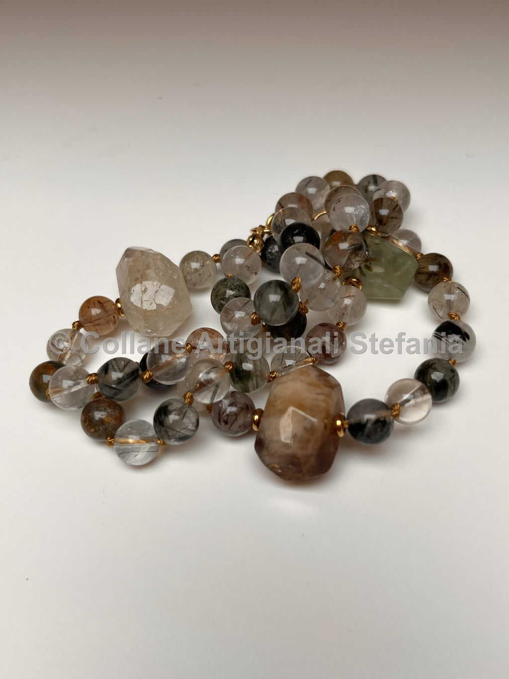 Collana artigianale con pietre dure di Quarzo rutilato