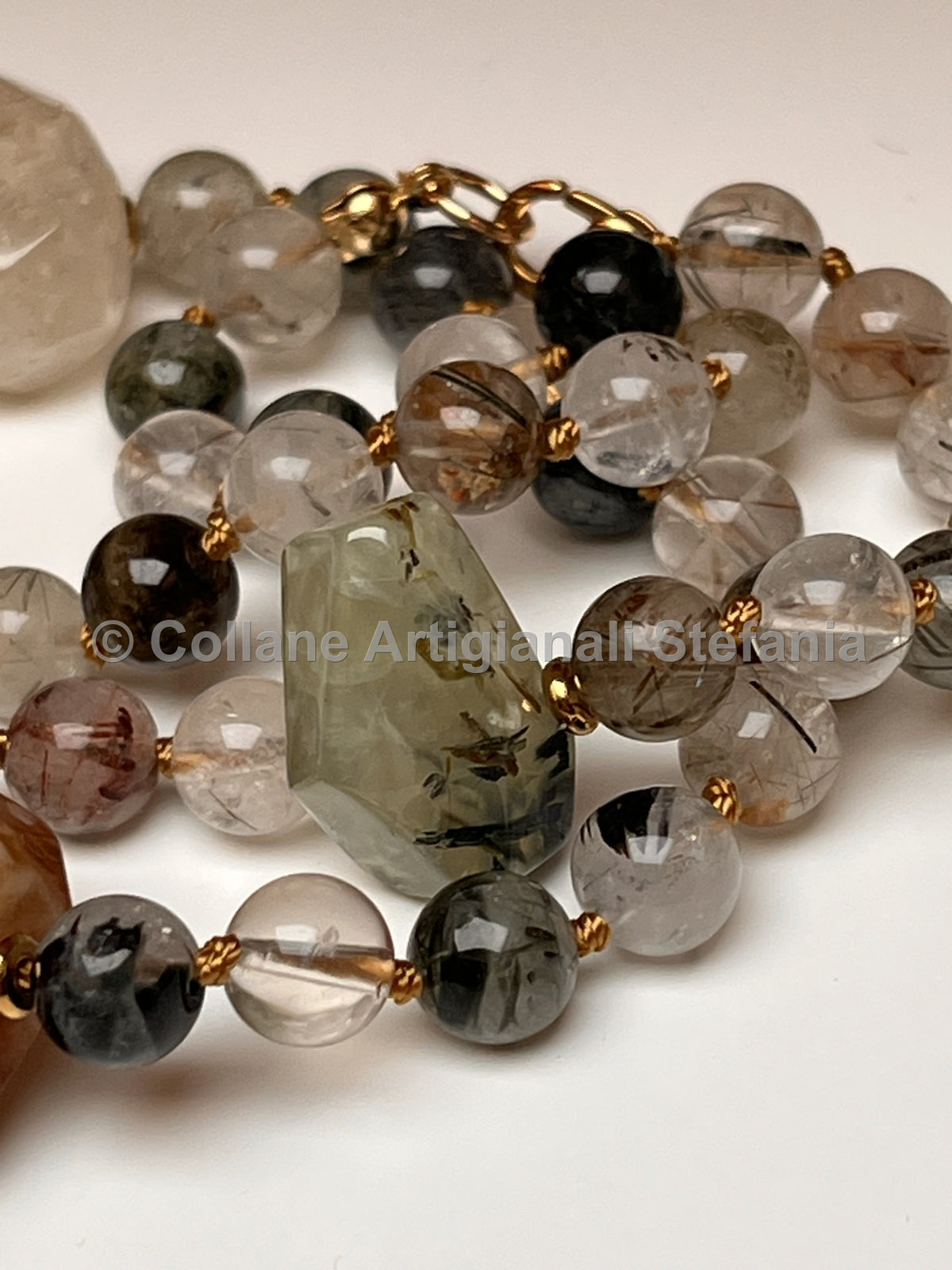 Collana artigianale con pietre dure di Quarzo rutilato
