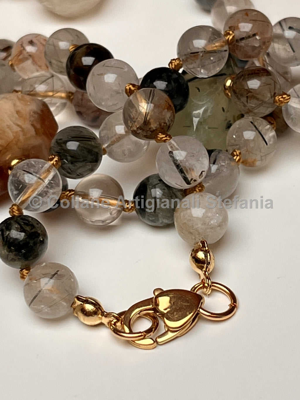 Collana artigianale con pietre dure di Quarzo rutilato