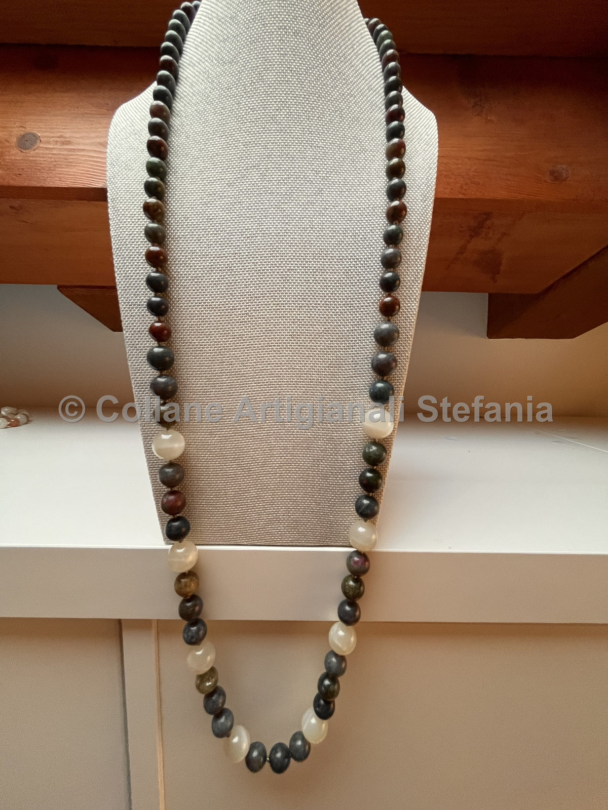 Collana lunga in Ruby Sapphire e pietra di luna – 90 cm