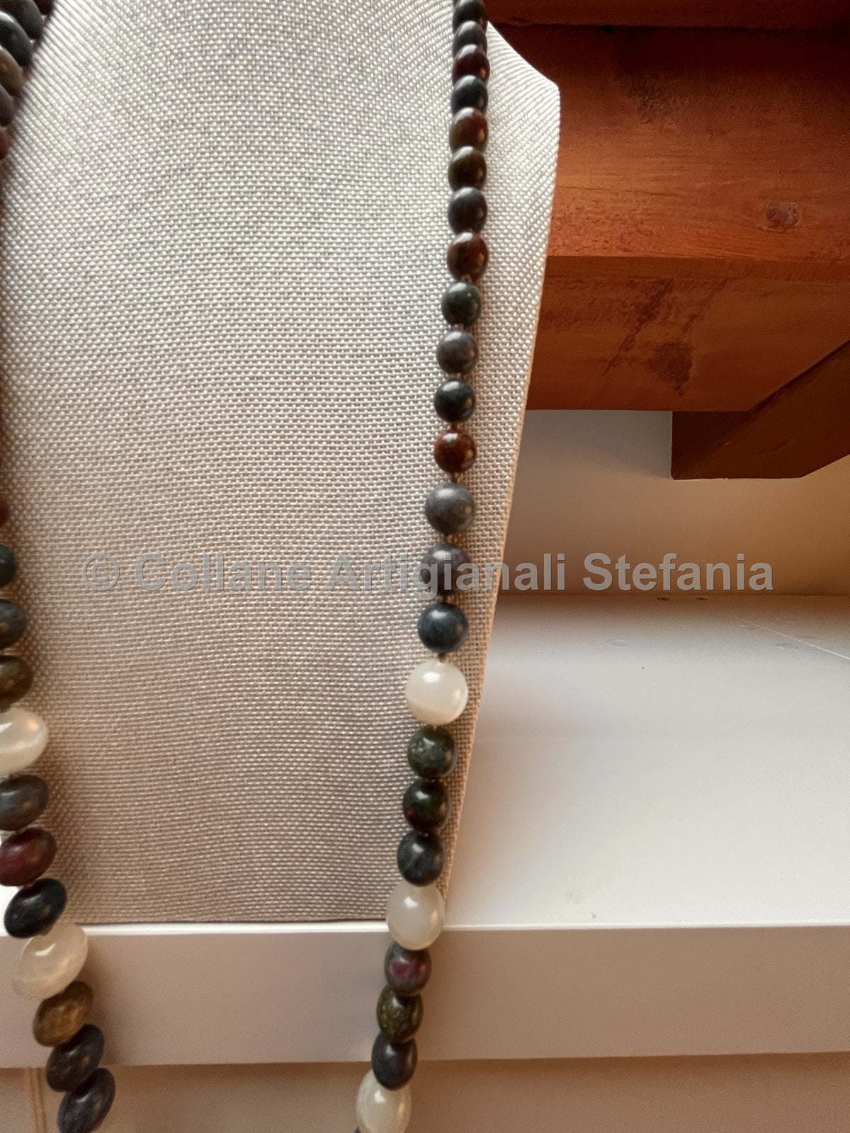 Collana lunga in Ruby Sapphire e pietra di luna – 90 cm