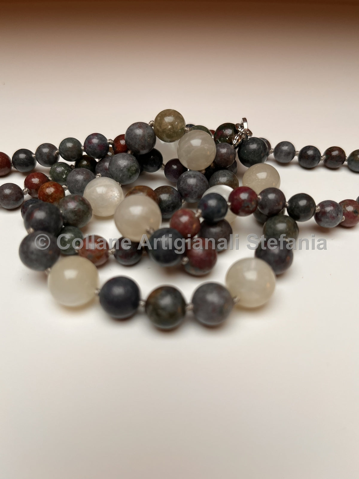 Collana lunga in Ruby Sapphire e pietra di luna – 90 cm