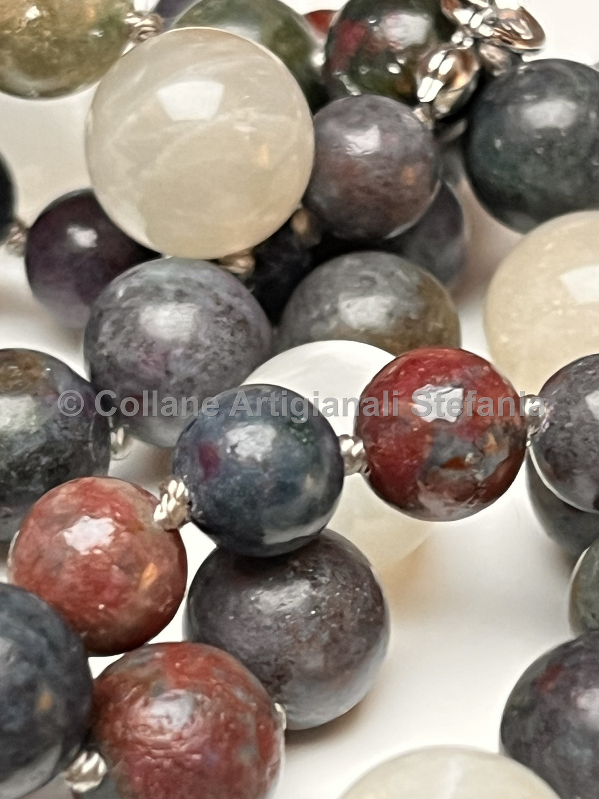 Collana lunga in Ruby Sapphire e pietra di luna – 90 cm