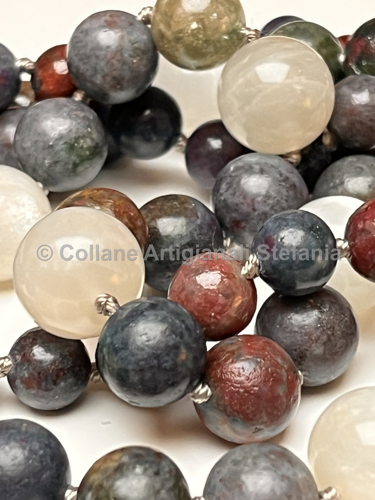Collana lunga in Ruby Sapphire e pietra di luna – 90 cm