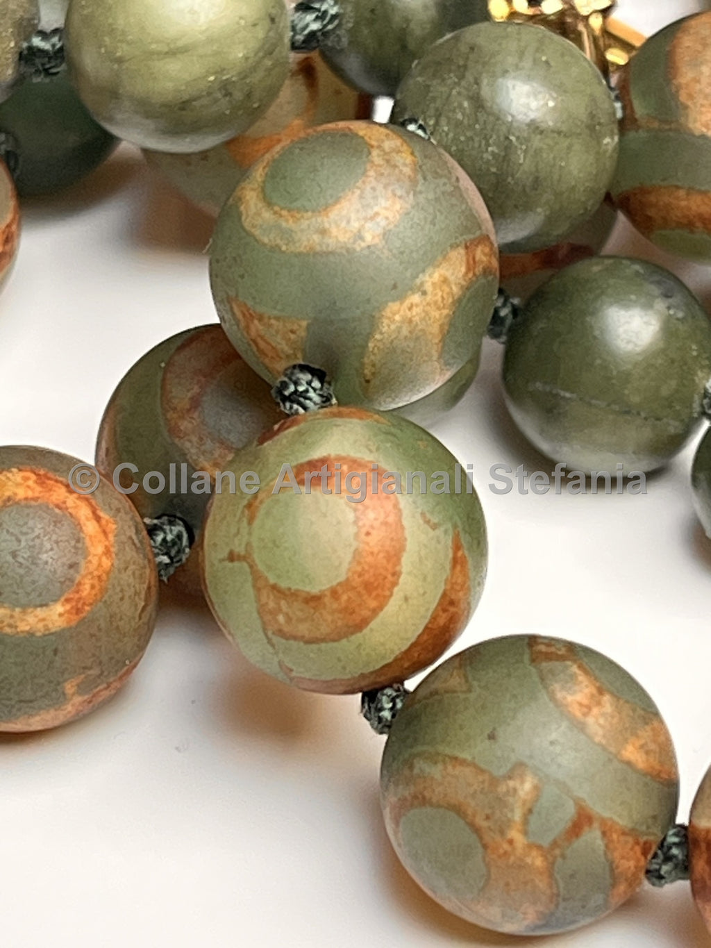 Collana con pietre dure di Giada e Agata Tibetana